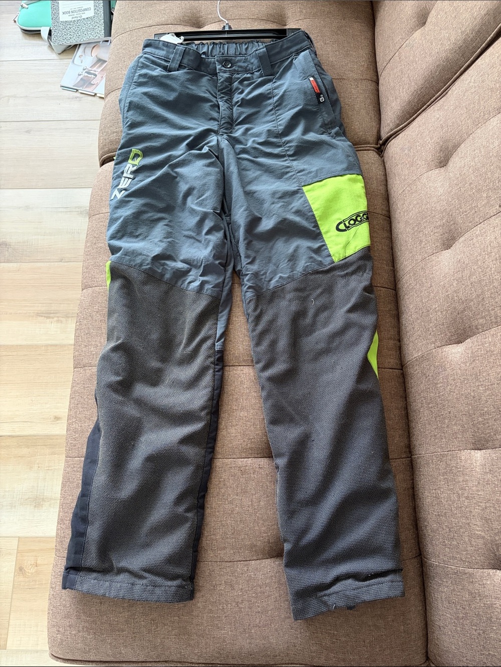 Unbranded Men's Gray and Neon Green Work Pants